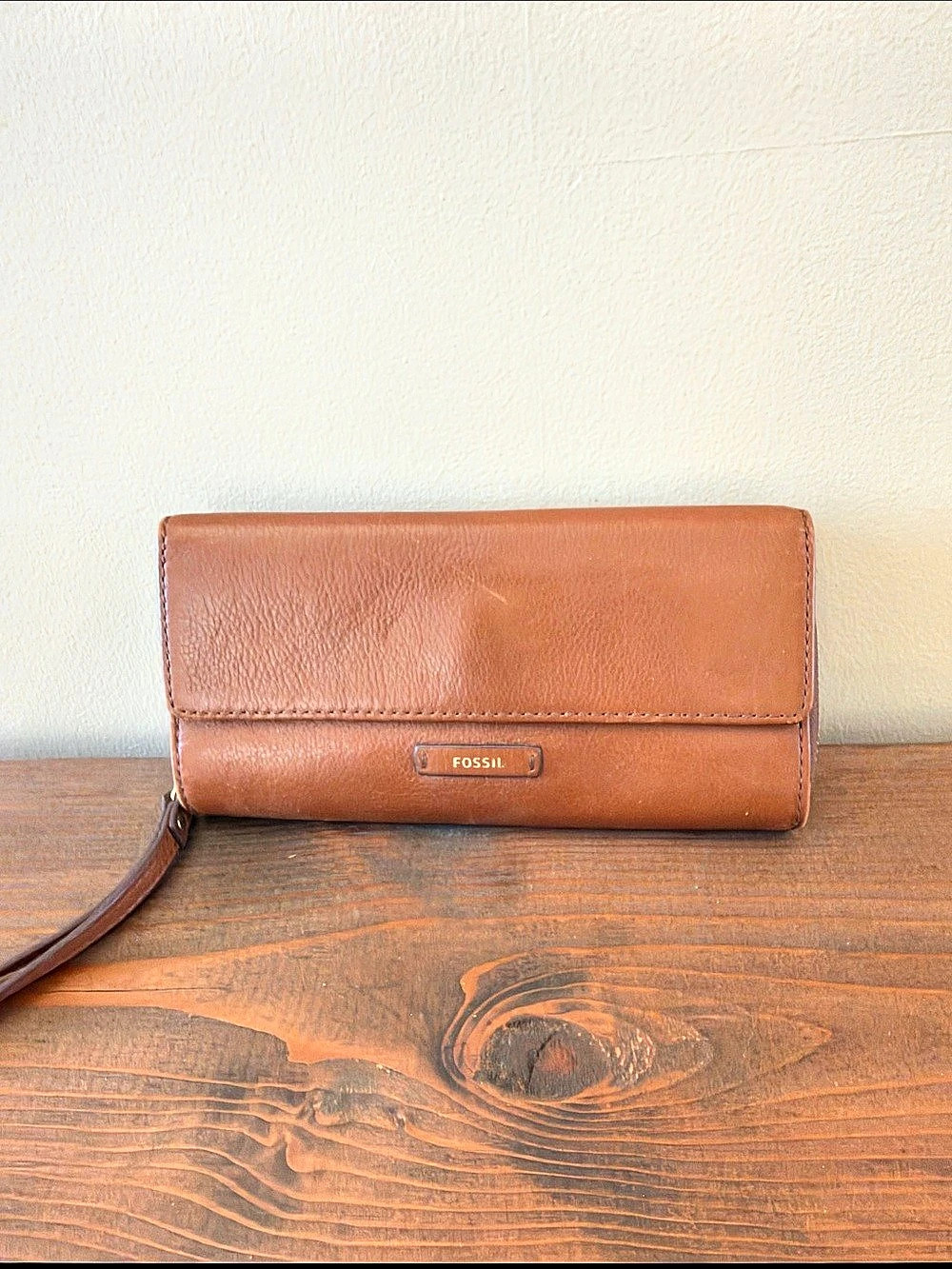 Fossil Logan Flap Clutch Leather Wallet Brown